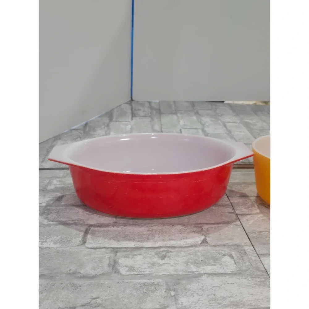 Pyrex Friendship Red 045 Oval 2.5 QT, 474 1.5 QT and 474-B 1.5qt Casserole Dish